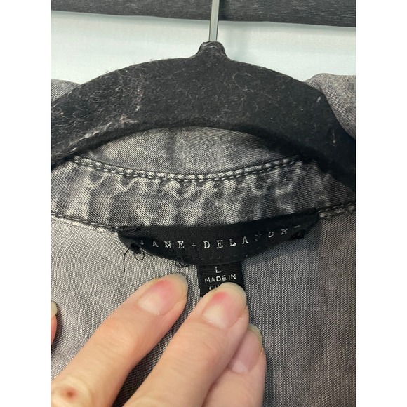 JANE + DELANCEY Women's Washed Grey Lyocell Long Sleeve Button Down Shirt Size L - Picture 4 of 9